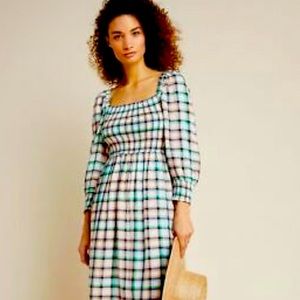 Anthropologie Maeve Cerie Smocked Midi Dress